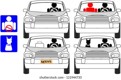 Car, driver and passengers clip-art