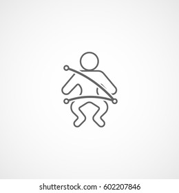 Car Driver With Safety Belt Line Icon On White Background