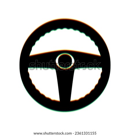 Car driver sign. Black Icon with vertical effect of color edge aberration at white background. Illustration.