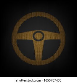 Signo del controlador de Camión. Icono de la rejilla de una pequeña bombilla naranja en la oscuridad. Ilustración.