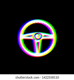 Car driver sign. Red, green and blue unfocused contour icon at black background. Illustration.