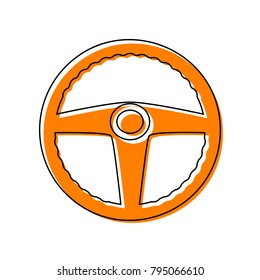 Car driver sign. Vector. Black line icon with shifted flat orange filled icon on white background. Isolated.