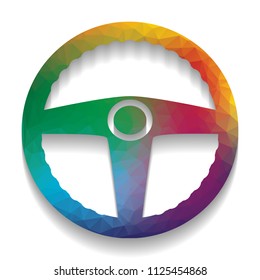 Car driver sign. Vector. Colorful icon with bright texture of mosaic with soft shadow on white background. Isolated.