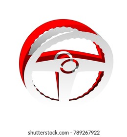 Car driver sign. Vector. Detachable paper icon with red body stock. Isolated.