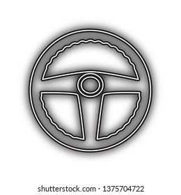 Car driver sign. Vector. Double contour black icon with soft shadow at white background. Isolated.