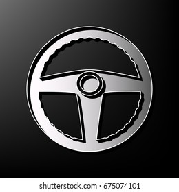 Car driver sign. Vector. Gray 3d printed icon on black background.