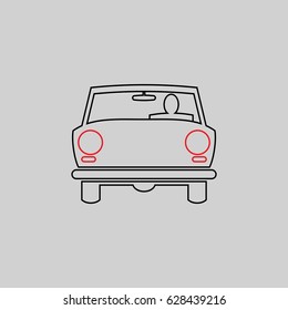 Car With Driver. Vector, Illustration