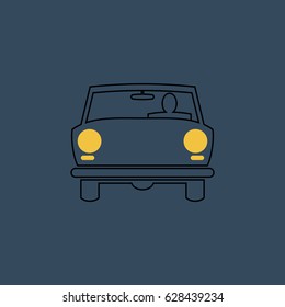 Car With Driver. Vector, Illustration