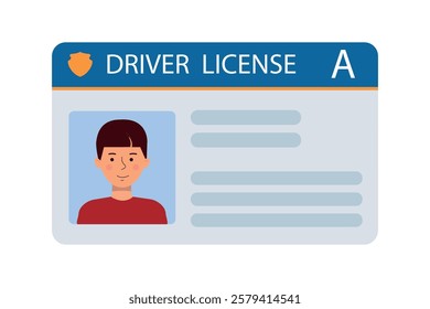 The car driver's ID card with a photo. Plastic identification card. Vector illustration of the identity document of the driver of the vehicle. A business card showing the business concept.