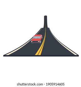 Auto conduciendo por la autopista, ilustración vectorial