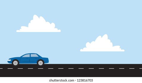 Car driving on a straight roadway
