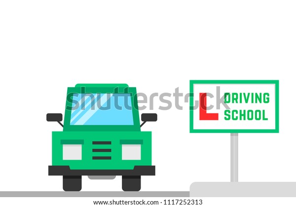 car driving\
school. cartoon simple style trend modern training logo graphic art\
design element. concept of learning for chauffeur or badge for\
vehicle control education or\
exam