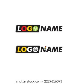Vector del logotipo de la escuela de conducción de automóviles. Con el concepto de dirección como formación de conductores y la ilustración del concepto de icono del curso. Aplicar al sitio web, entrenador y vehículo de entrenamiento, transporte de alquiler, diseño de aplicaciones moderno