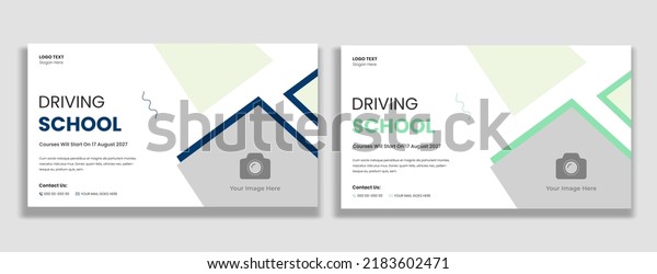 Car driving school thumbnail cover and social\
media banner template
