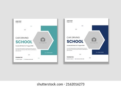 Car driving school web and social media post banner template