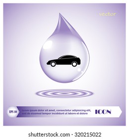Car and drop, icon. Vector illustration