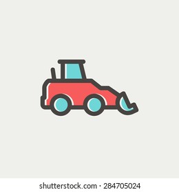 Car dumper icon thin line for web and mobile, modern minimalistic flat design. Vector icon with dark grey outline and offset colour on light grey background.