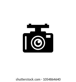 Car DVR. Car Digital Video Recorder. Flat Vector Icon. Simple black symbol on white background
