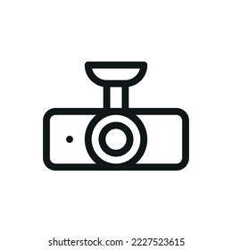 Icono aislado del dvr del coche, icono del vector del contorno de la cámara del dvr del coche con trazo editable