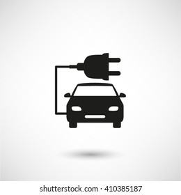 car ecology - black vector icon  with shadow