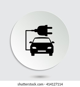 car ecology - black vector icon  with shadow