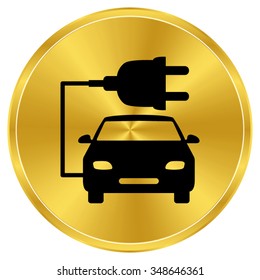car ecology - gold vector icon