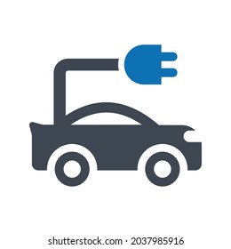 Icono de ecología del automóvil.cable,auto (ilustración vectorial)