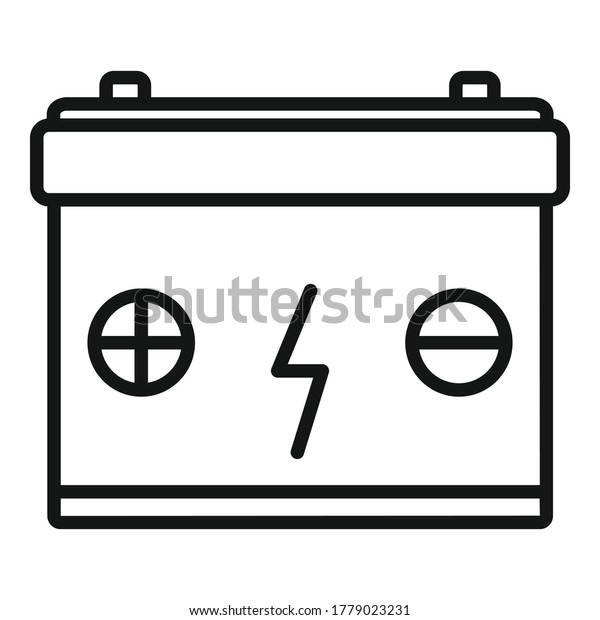 Car electric\
battery icon. Outline car electric battery vector icon for web\
design isolated on white\
background