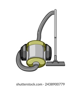 car electric broom cartoon. vacum suction, bucket power, dustpan brush car electric broom sign. isolated symbol vector illustration
