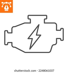 Car electric engine line icon, outline style icon for web site or mobile app, car service and automobile, electric motor vector icon, simple vector illustration, vector graphics with editable strokes.