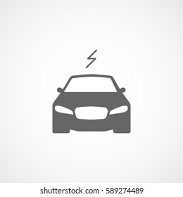 Car And Electric Flat Icon On White Background