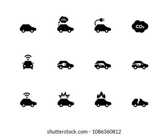 Car Electric, Hydrogen and Fuel vector icons on white illustration.