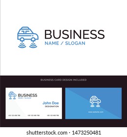 Car, Electric, Network, Smart, wifi Blue Business logo and Business Card Template. Front and Back Design