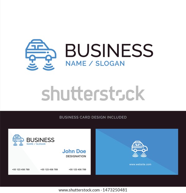 Car, Electric, Network,\
Smart, wifi Blue Business logo and Business Card Template. Front\
and Back Design
