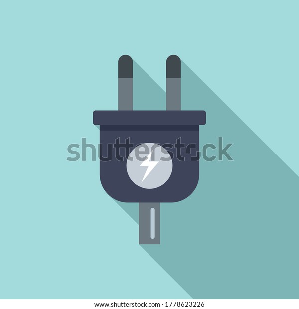 Car electric plug icon. Flat\
illustration of car electric plug vector icon for web\
design
