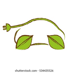 car with electric plug icon over white background. eco friendly car concept. colorful design. vector illustration