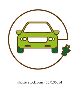 car with electric plug icon over white background. eco friendly car design. vector illustration