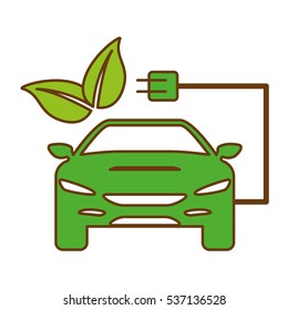 car with electric plug icon over white background. eco friendly car design. vector illustration