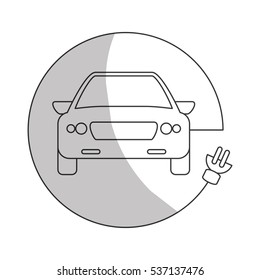car with electric plug icon over white background. eco friendly car design. vector illustration