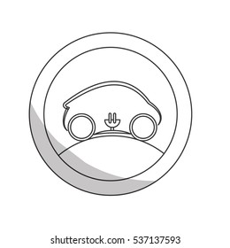 car with electric plug icon over white background. eco friendly car design. vector illustration