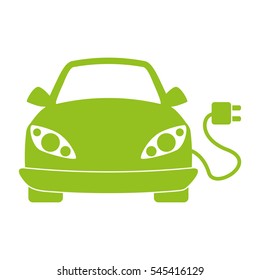 car with electric plug icon over white background. colorful design. vector illustration