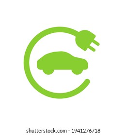 Car electric station icon. Vehicle energy power, green sign in vector flat style.