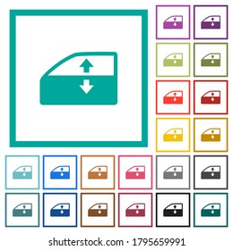 Iconos de color plano con marco cuadrante en fondo blanco