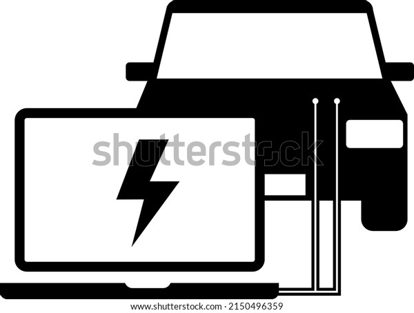 Car electrical computer diagnostics icon on\
white background