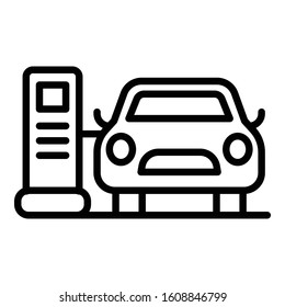 Car electrical refueling icon. Outline car electrical refueling vector icon for web design isolated on white background