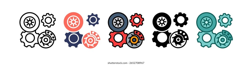Car Element Icon Multiple Vector Illustration