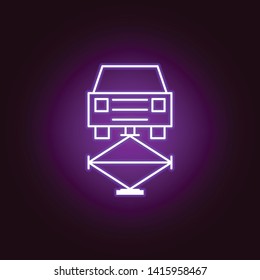 car elevator outline icon in neon style. Elements of car repair illustration in neon style icon. Signs and symbols can be used for web, logo, mobile app, UI, UX