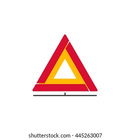 Car emergency sign vector icon, folding emergency safety warning triangle isolated on white background