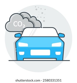 Car Emissions Icon, Vehicle CO2 Pollution, Automotive Air Pollution Symbol