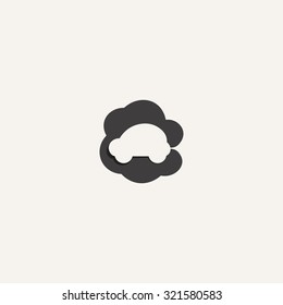 car emits carbon dioxide. flat icon. creative idea concept templ